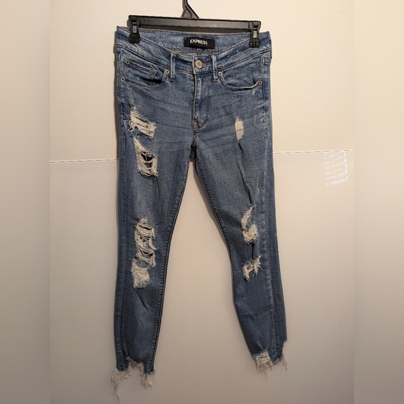 Express Distressed Ankle Jeans Women's size 4 Mid-rise - Picture 1 of 4